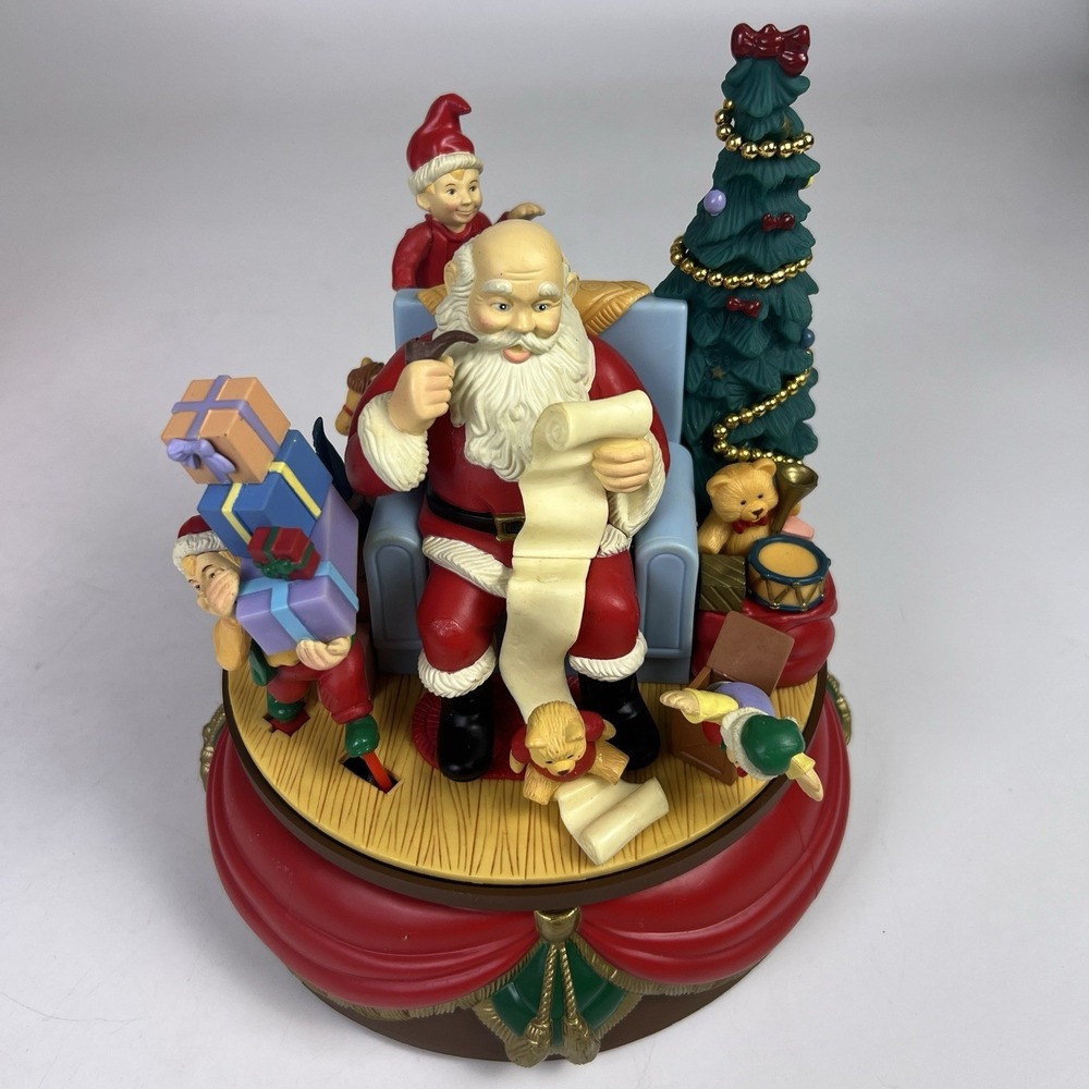 Vtg 93 Santas Best Animated Music Box Elves Workshop Wish You A Merry Christmas